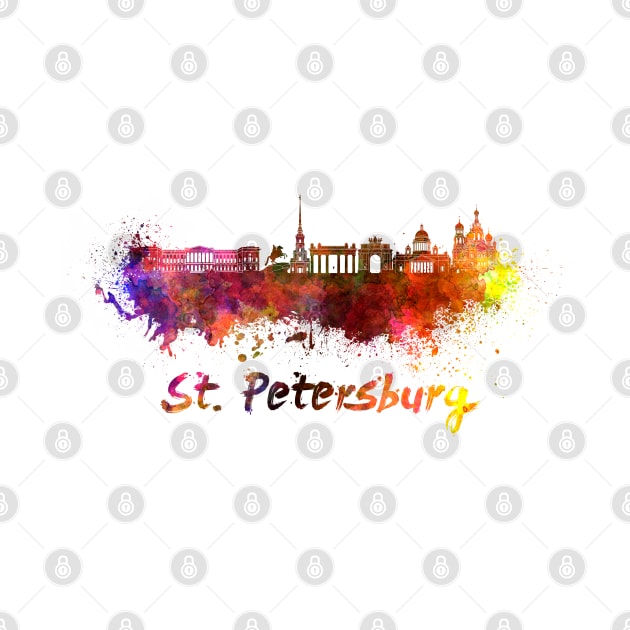 St,Petersburg skyline in watercolor by PaulrommerArt