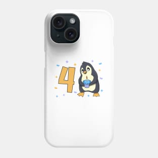 I am 4 with penguin - kids birthday 4 years old Phone Case