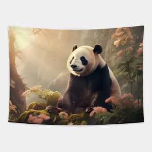 Panda Sitting In Sunlight - Wildlife Tapestry