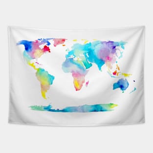 Watercolor World Map Tapestry