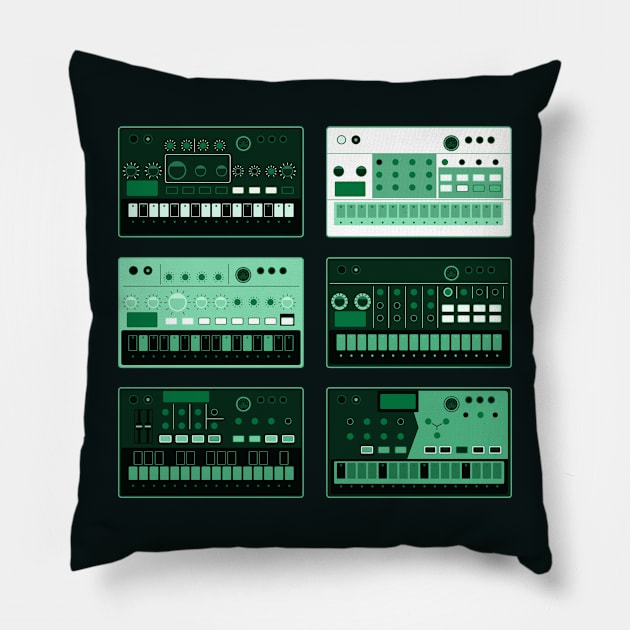 Electronic Musician Volca Synth, Drum Machine, Sampler Pillow by Atomic Malibu