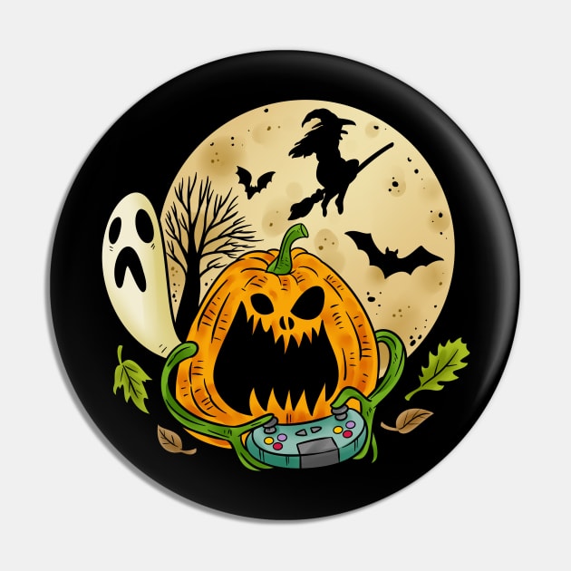 Halloween Pumpkin Gamer Pin by pako-valor