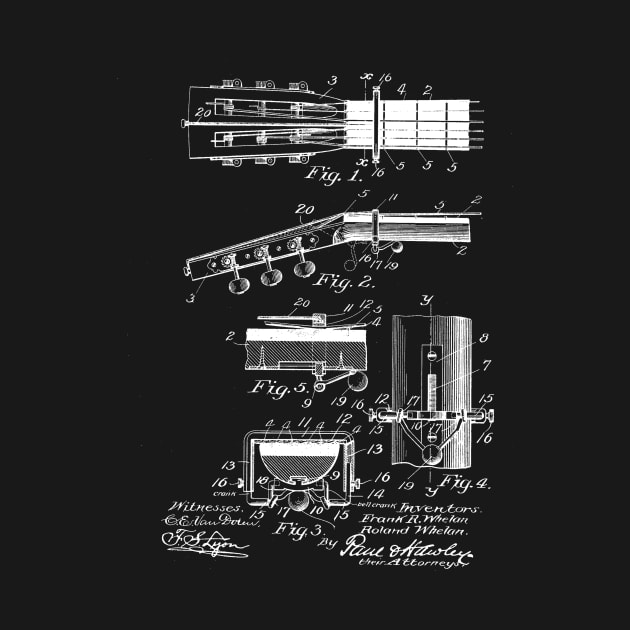 capo tasto for guitar Vintage Patent Drawing by TheYoungDesigns