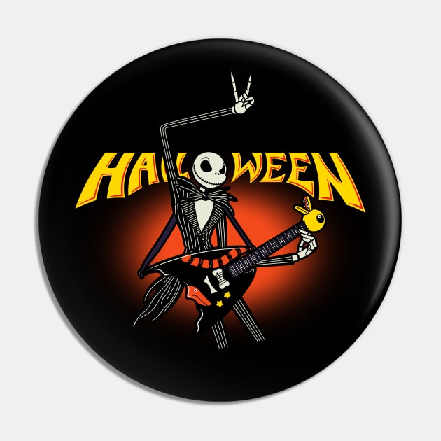 Cool Spooky Retro Halloween Heavy Metal Band Musician Pin by BoggsNicolas