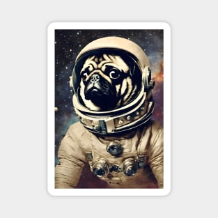 Space Astronaut Pug Vintage Surreal Collage Art Magnet