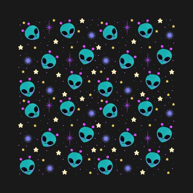 Kawaii alien emotes pastel pattern by Tex doodles 