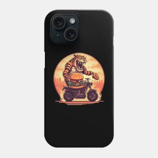 tiger monster in desert with delivering burger Phone Case