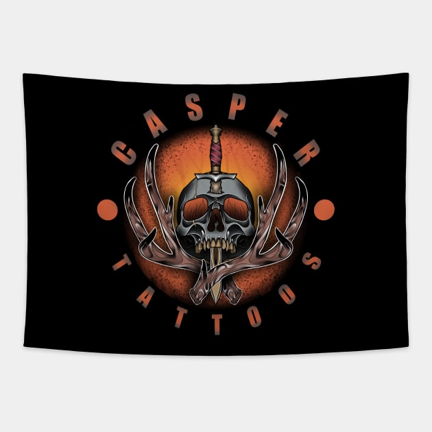 Casper Tattoos Logo Tapestry by Casper Tattoos