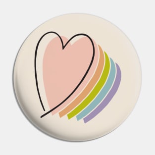 boho rainbow heart design line art heart Pin