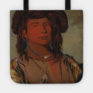 Ha-won-je-tah, One Horn, Head Chief of the Miniconjou Tribe by George Catlin Tote