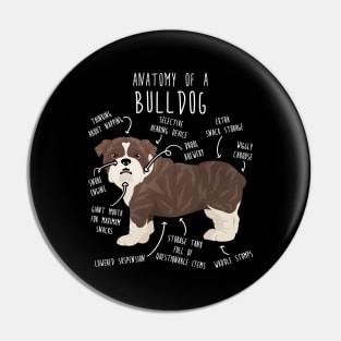 English Bulldog Brindle Dog Anatomy Pin