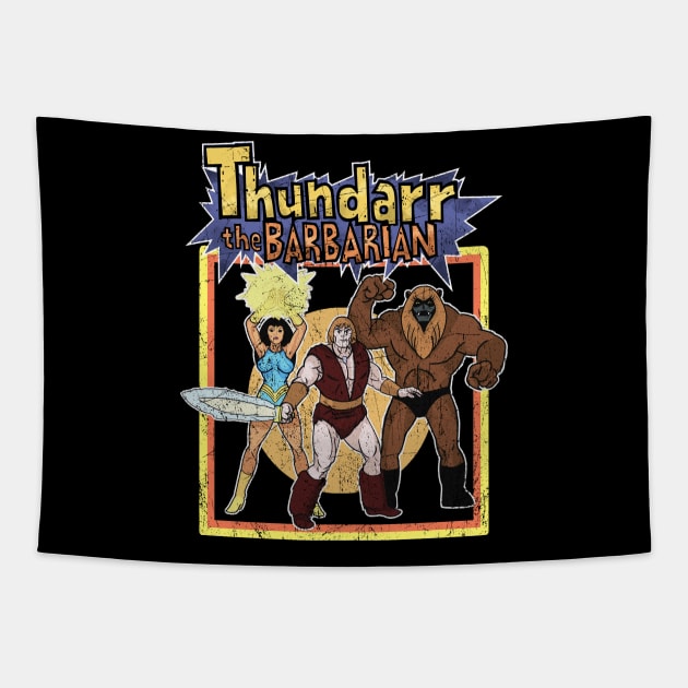 Retro Thundarr The Barbarian Distressed Style Tapestry by From Nowhere