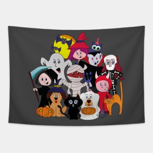 The Halloween gang having fun Tapestry