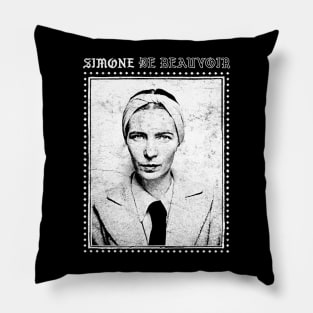 Simone de Beauvoir // Faded Style VIntage Look Design Pillow