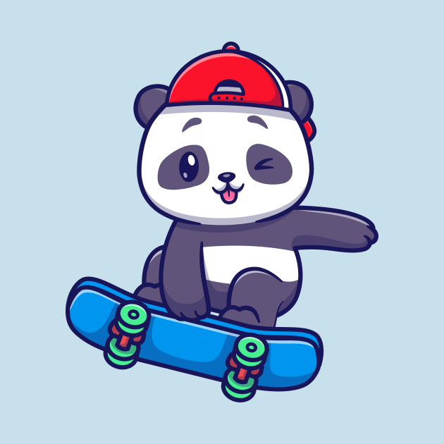 Cute Panda Playing Skateboard Cartoon by Catalyst Labs