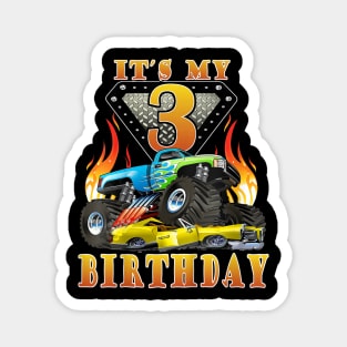 Kids Monster Truck 3 Year Old 3Rd Birthday Boy Monster Car Magnet