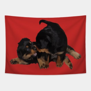 Rottweiler Puppies Playing Vector Isolated Tapestry