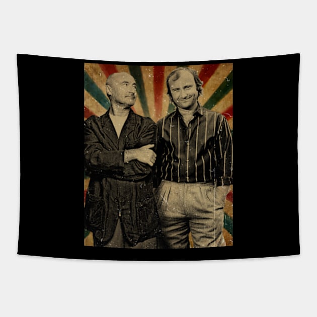 Phil Collins Flashback  - Photo Vintage Retro Look Fan Design Tapestry by Janji Joni