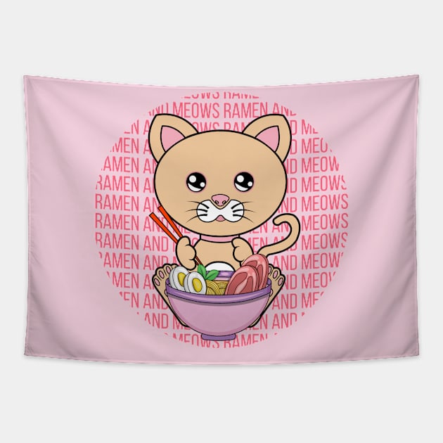 All I Need is ramen and cats, ramen and cats, ramen and cats lover Tapestry by JS ARTE