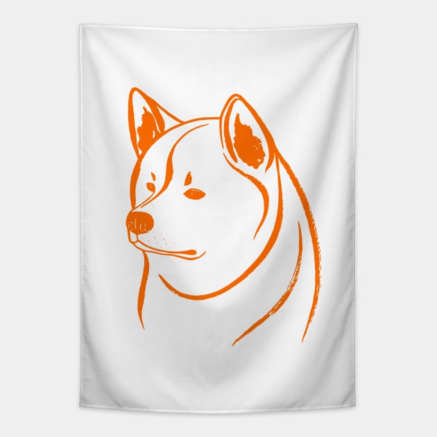 Akita Inu (White and Orange) Tapestry by illucalliart