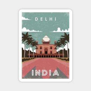 Delhi, India. Retro travel poster Magnet