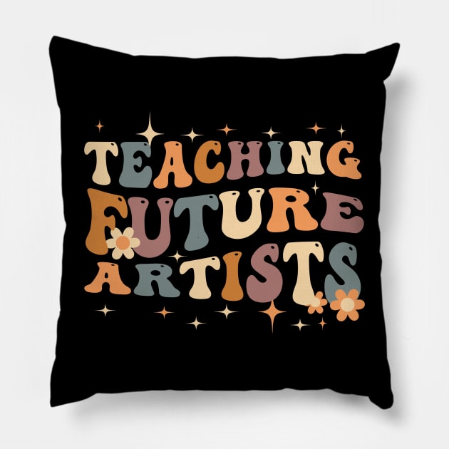 Retro Teching Future Artists Art Teacher Pillow by StarMa