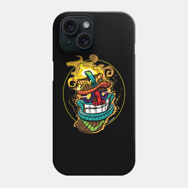 Happy Flaming Tiki Head Phone Case by eShirtLabs