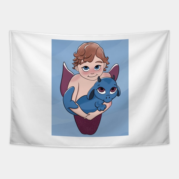 A Merchild and His Dragon Tapestry by A2Gretchen