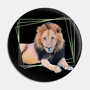 Lion drawing with graphic - big cat in Kenya / Africa Pin