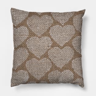 White Hearts on Hessian Pillow