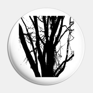 Tree, in black and white line drawing. Pin