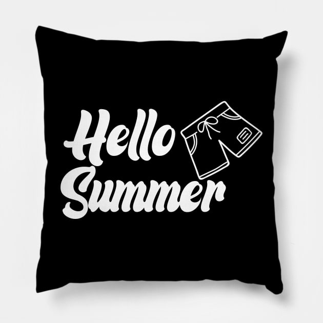 summer time vocation gifts design   hello summer for travel beach and surfing Pillow by monami