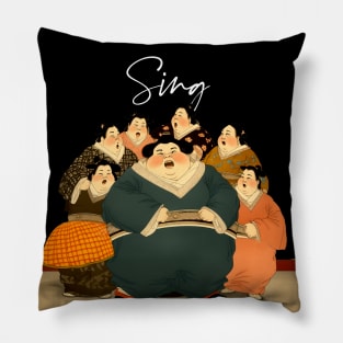 Sing: Make Music Not War! Sing for Peace! on a Dark Background Pillow