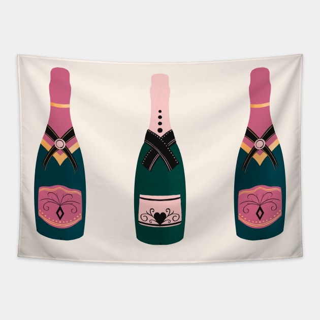 Pink Champagne bottles Tapestry by Home Cyn Home 