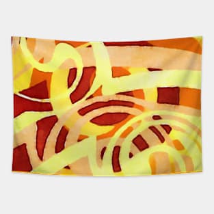 Abstract Swirls in yellow and beige Tapestry