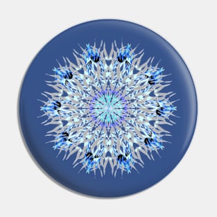 blue grey white ice flake mandala Pin