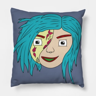 Green Short Hair Don't Care Pillow