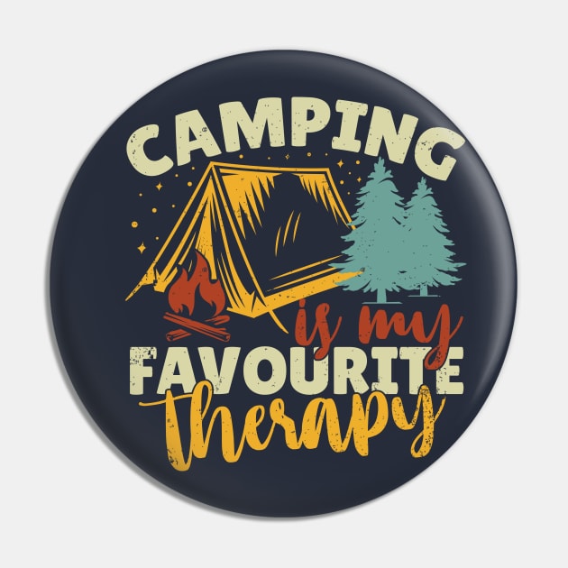 Camping Is My Favorite Therapy Pin by BadrooGraphics Store