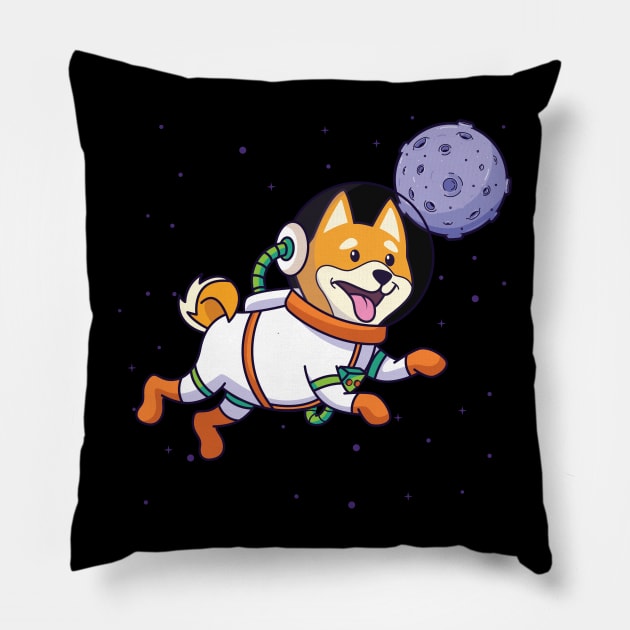 Shiba inu floating in space Pillow by Vizzzual