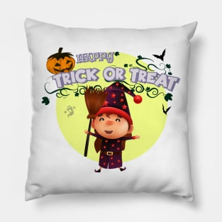 Cute cartoon Happy Halloween.Trick or Treat. Pillow