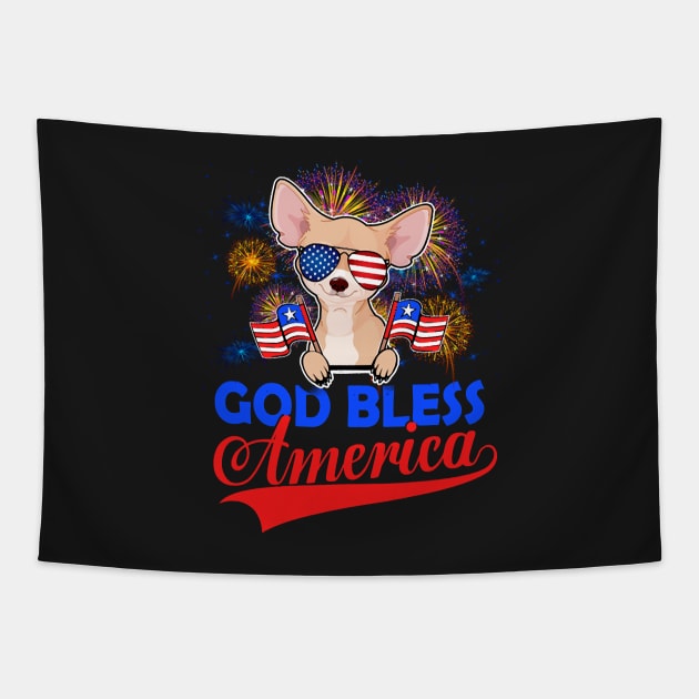 God Bless America 4th Of July Firework Dog Unisex Tapestry by BelaReider