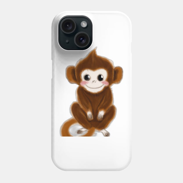 Cute Monkey Drawing Phone Case by Play Zoo