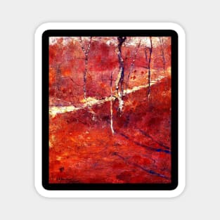 Landscape Painting Red Magnet