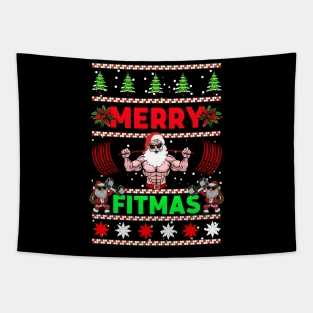 Christmas Santa Merry Fitmas Tapestry