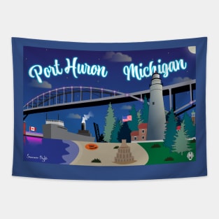 Port Huron Michigan Vector Art Tapestry