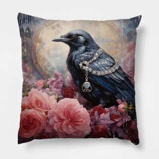 Raven With Gems Pillow