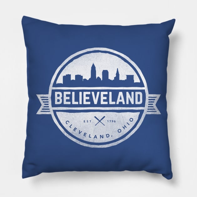 Believeland (White) Pillow by kaitlinmeme