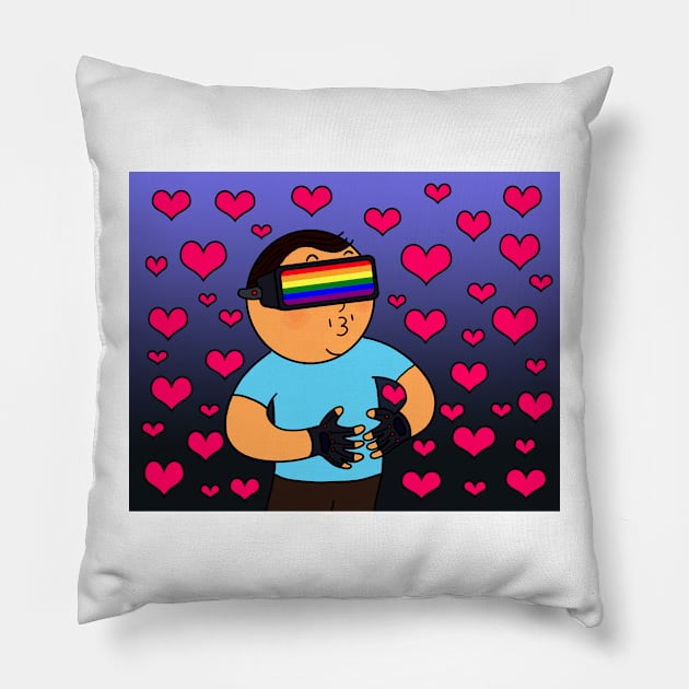 Virtual Reality Glasses Gay Pride Love Pillow by Nalidsa