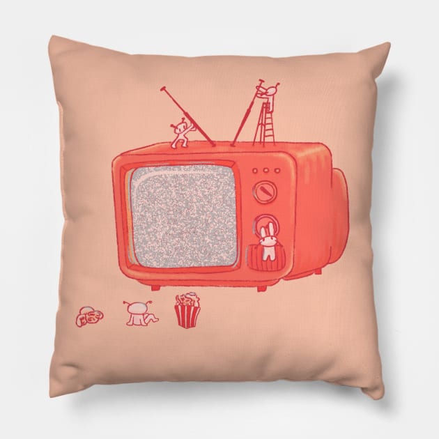 Snow TV Pillow by moonlitdoodl