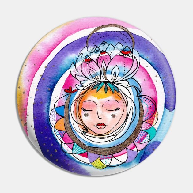 Sun Girl Mandala Pin by gaea